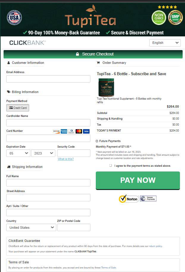 Tupi Tea - Secure page order